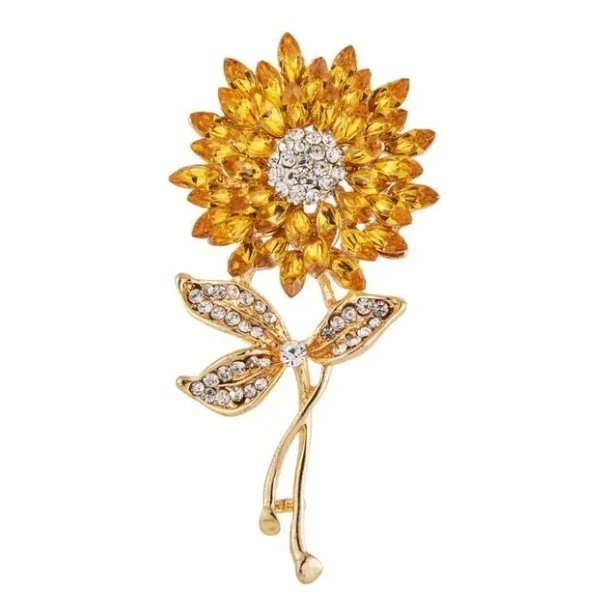 Брошь Подсолнух, металл золотистый, 6,3х3,1см - изображение 1