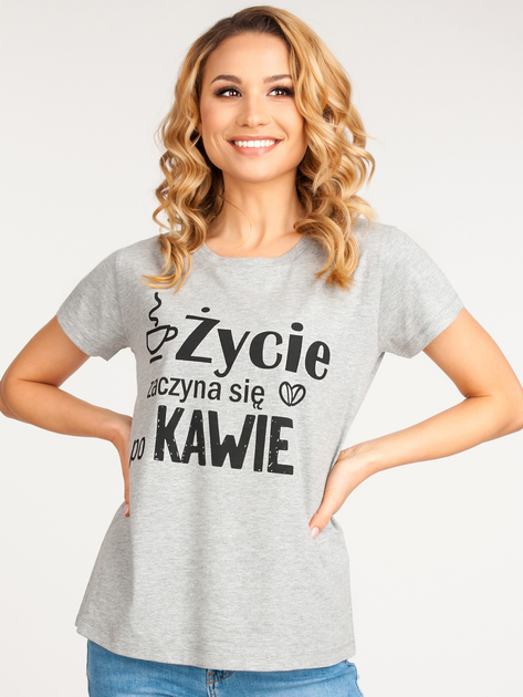 Футболка жіноча Yoclub PKK-0103K-A110 XL Сіра (5903999468620) - зображення 1