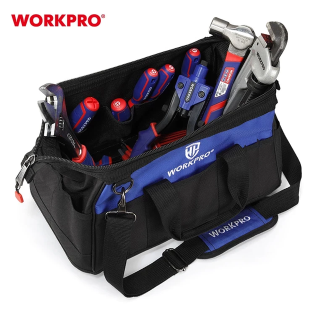 Сумка для инструмента WORKPRO 510x260x290мм 600D полиэстер, водонепроницаемая жесткая база, 21 карман, с регулируемым плечевым ремнем PRO WP281026 - изображение 5