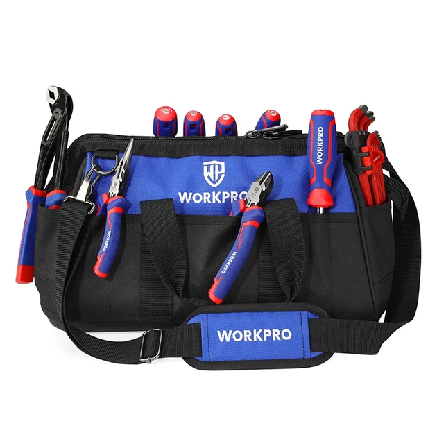 Сумка для инструмента WORKPRO 510x260x290мм 600D полиэстер, водонепроницаемая жесткая база, 21 карман, с регулируемым плечевым ремнем PRO WP281026 - изображение 6