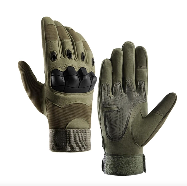 Тактичні рукавички повнопалі демісезонні для ЗСУ армійські сенсорні із захистом на кісточках XL/10 Хакі - зображення 1