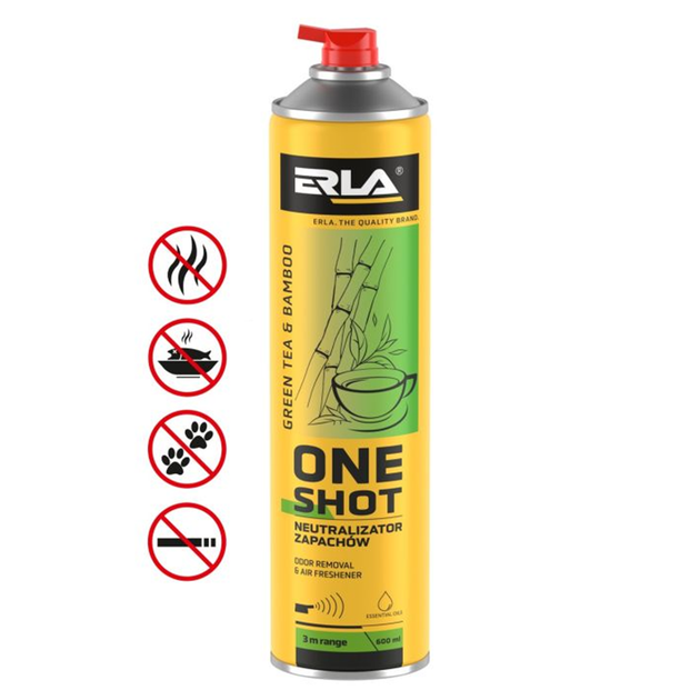 Нейтралізатор запаху та освіжувач повітря ERLA ONE SHOT зелений чай і бамбук 600 мл (R423) - зображення 5