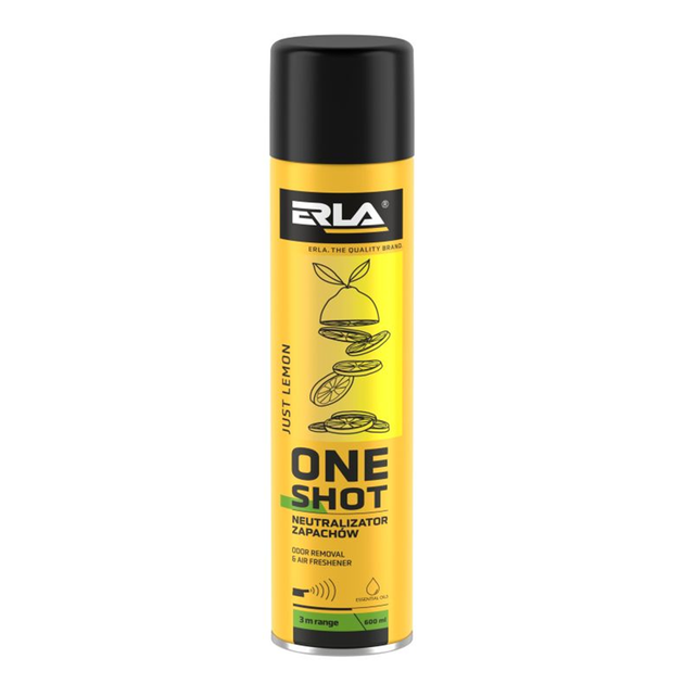 Нейтралізатор запаху та освіжувач повітря ERLA ONE SHOT лимон 600 мл (R424) - Фото 2 Нейтралізатор запаху та освіжувач повітря ERLA ONE SHOT лимон 600 мл (R424) - зображення 2