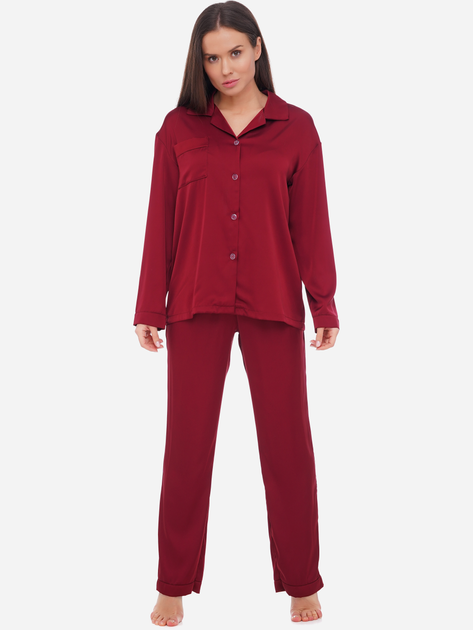 Акція на Піжама (сорочка + штани) жіноча Martelle Lingerie М-312 шовк 42 (XL) Вишнева від Rozetka