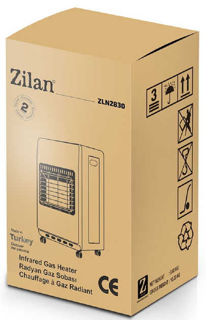 Газовий обігрівач Zilan 4200W Black + Комплект для Набір підключення газового обладнання Bradas CT+ Балон газовий композитний Hexagon Ragasco 18.2 л (ZLN2830/674012407944/100579) - зображення 11