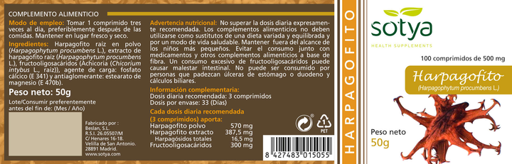 Suplement diety Sotya Harpagofito 500 mg 100 tabletek (8427483015055) - obraz 2