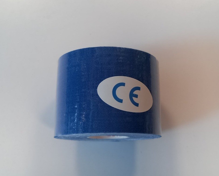 Кінезіо тейп (кінезіологічний тейп) Kinesiology Tape в коробці 5см х 5м синій - зображення 2