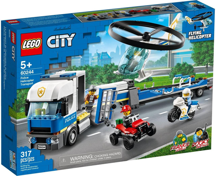 Zestaw klocków LEGO City Laweta helikoptera policyjnego 317 elementów (60244) - obraz 1