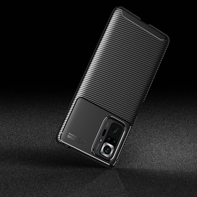 Противоударный чехол Карбон для Xiaomi Redmi Note 10 Pro черный резиновый бампер - Фото 5 Противоударный чехол Карбон для Xiaomi Redmi Note 10 Pro черный резиновый бампер - изображение 5