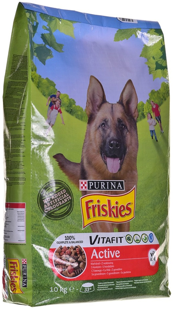 Sucha karma dla psów seniorów Purina Friskies Active z wołowiną 10 kg (7613031395484) - obraz 1