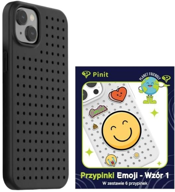 Etui Pinit Dynamic + Emoji Pin Wzór 1 do Apple iPhone 14 Plus Black (5905359817260) - obraz 1