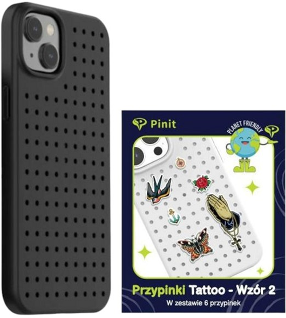 Etui Pinit Dynamic + Tattoo Pin Wzór 2 do Apple iPhone 14 Black (5905359817451) - obraz 1