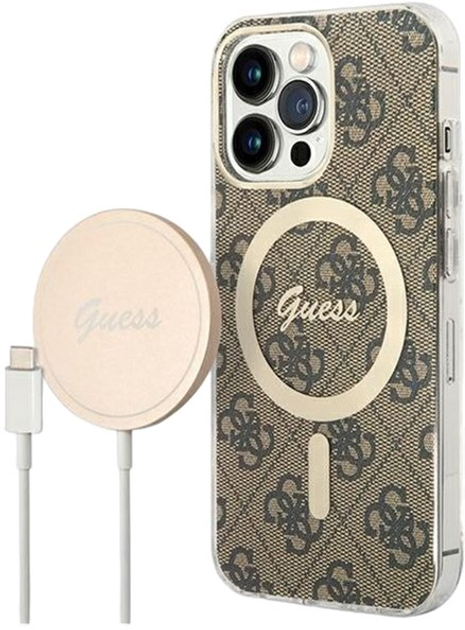 Панель + Зарядний пристрій Guess 4G Print MagSafe для Apple iPhone 13 Pro Max Brown (3666339102883) - зображення 1