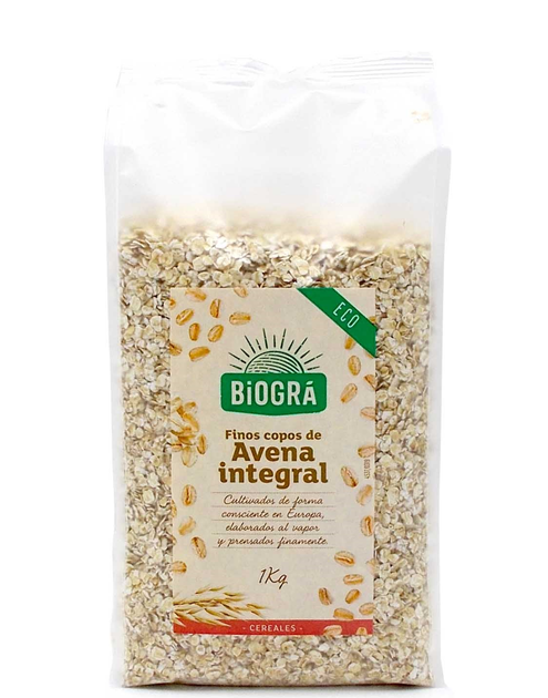 Цільнозернові вівсяні пластівці Biogra Copos De Avena Finos Integrales 1 кг (8426904172711) - зображення 1