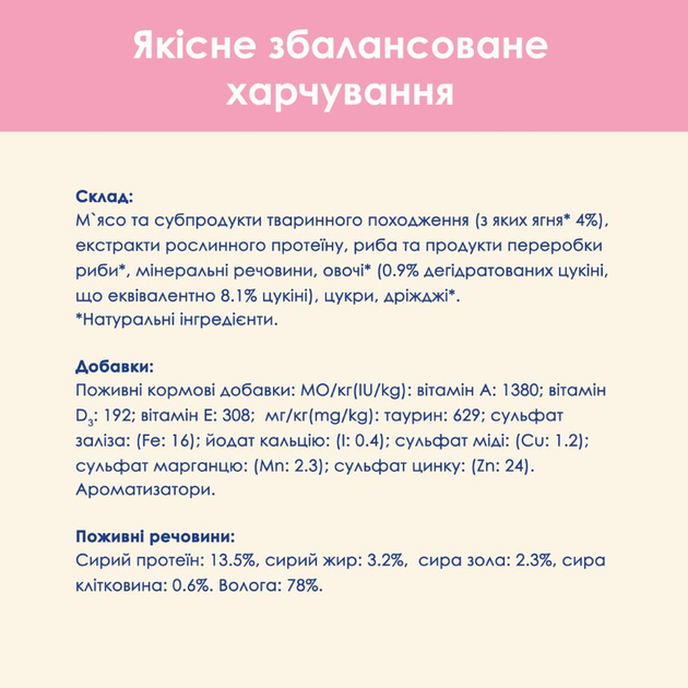 Влажный корм Purina Cat Chow для котят с ягненком и цукини, нежные кусочки в желе 78шт*85г - изображение 12