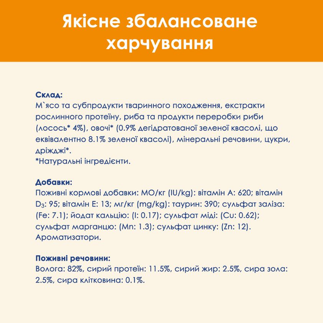 Вологий корм Purina Cat Chow для дорослих котів з лососем та зеленою квасолею. Ніжні шматочки в желе 78шт*85г - зображення 12