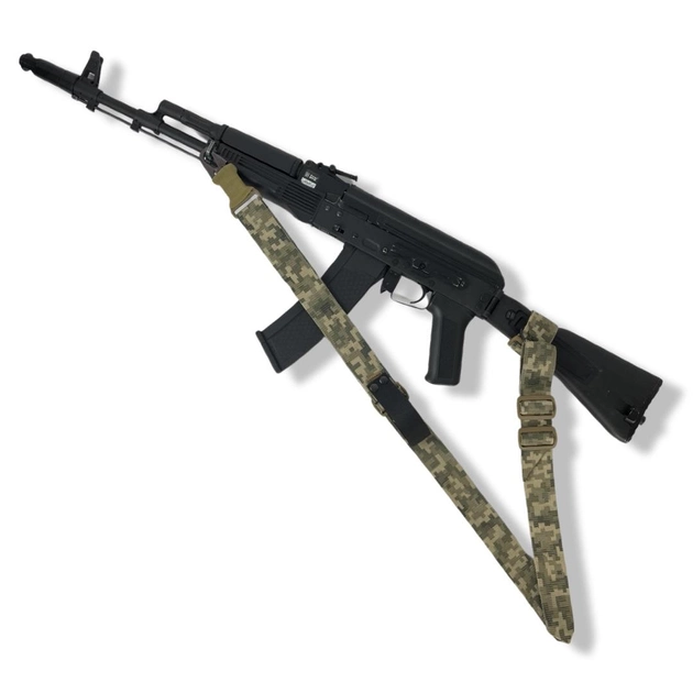 Ремень оружейный одно/двухточечный с дополнительным креплением и усиленным карабином пиксель - изображение 2