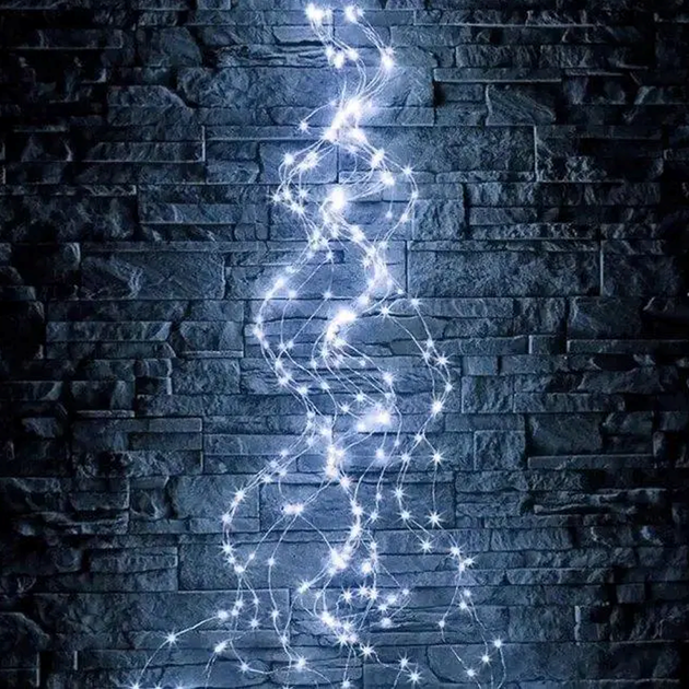 Гірлянда новорічна Кінський хвіст 200LED 10 ниток по 2м колір Холодний білий 8 режимів з димуванням яскравості від USB з пультом ДУ - зображення 6