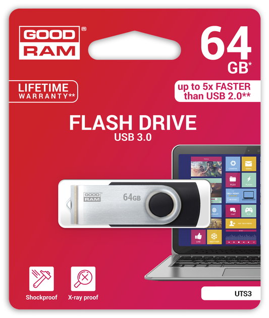 Флеш память/флешка Goodram UTS3 Twister Black 64ГБ/USB 3.0 Черный (UTS3-0640K0R11) - изображение 2