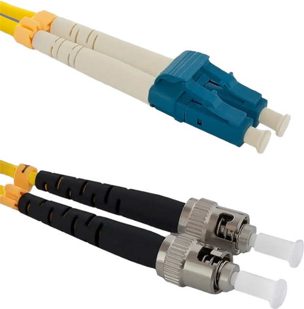 Patchcord światłowodowy Qoltec LC/UPC - ST/UPC Singlemode 9/125 G652D Duplex 2 m Żółty (5901878540689) - obraz 1