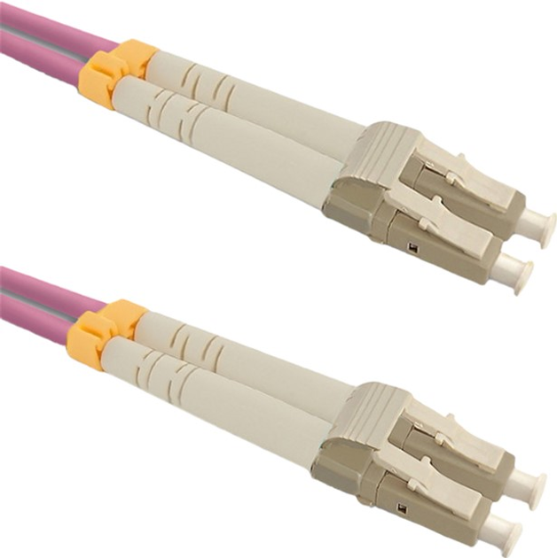 Patchcord światłowodowy Qoltec LC/UPC - LC/UPC Multimode 50/125 OM4 Duplex 5 m Różowy (5901878543468) - obraz 1