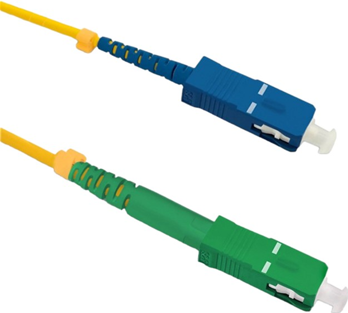 Patchcord światłowodowy Qoltec SC/APC - SC/UPC Singlemode 9/125 G652D Simplex 1 m Żółty (5901878542898) - obraz 1