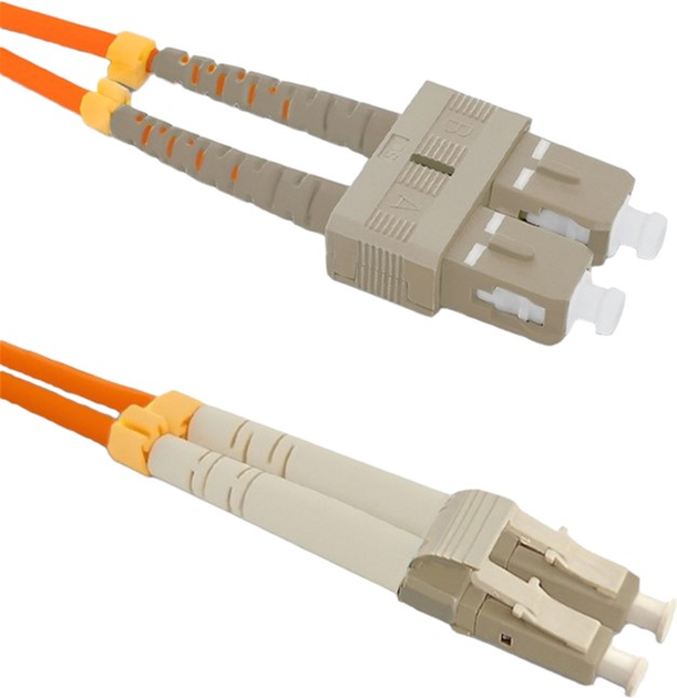 Patchcord światłowodowy Qoltec SC/UPC - LC/UPC Multimode 50/125 OM2 Duplex 2 m Pomarańczowy (5901878540405) - obraz 1