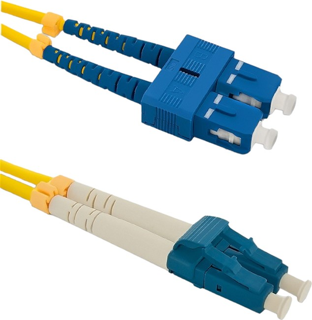 Patchcord światłowodowy Qoltec SC/UPC - LC/UPC Singlemode 9/125 G652D Duplex 2 m Żółty (5901878540320) - obraz 1