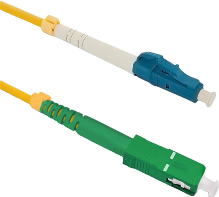 Patchcord światłowodowy Qoltec LC/UPC - SC/APC Singlemode 9/125 G652D Simplex 1 m Żółty (5901878543314) - obraz 1