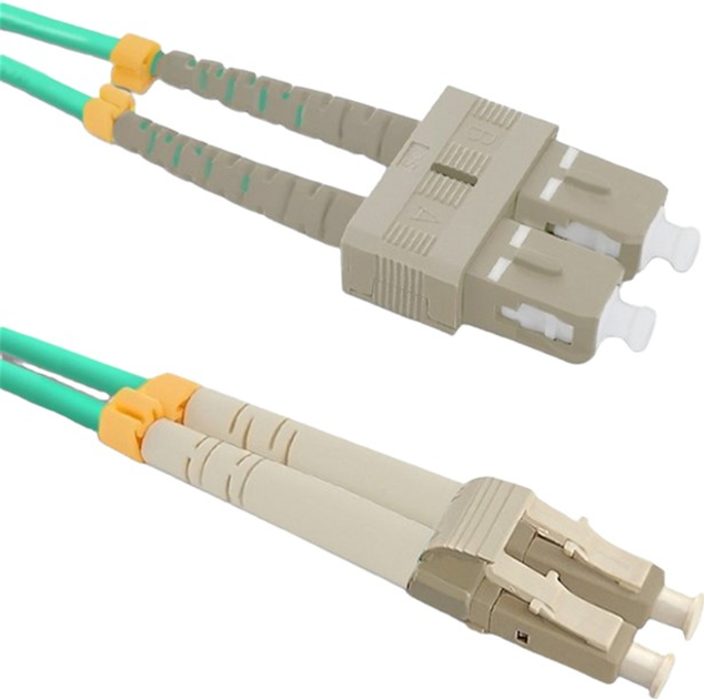 Patchcord światłowodowy Qoltec LC/UPC - SC/UPC Multimode 50/125 OM4 Duplex 5 m Zielony (5901878543512) - obraz 1