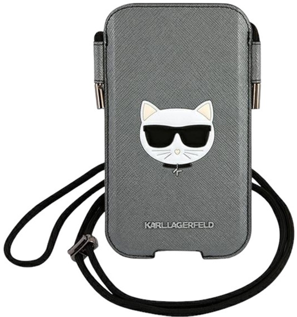 Etui-torba Karl Lagerfeld Saffiano Ikonik Choupette Head Grey (3666339018689) - obraz 1