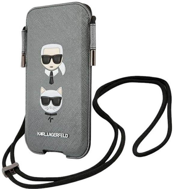 Etui-torba Karl Lagerfeld Saffiano Ikonik Karl&Choupette Head Grey (3666339030780) - obraz 2