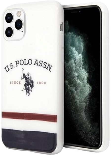 Etui U.S. Polo Assn Tricolor Pattern Collection do Apple iPhone 11 Pro Max White (3700740474556) - obraz 1