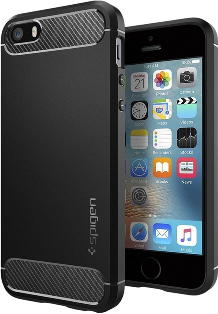 Etui Spigen Rugged Armor do Apple iPhone 5/5S Black (8809466643460) - obraz 1