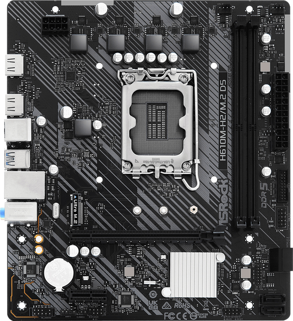 Материнская плата ASRock H610M-H2/M.2 D5 (s1700, Intel H610, PCI-Ex16 ...