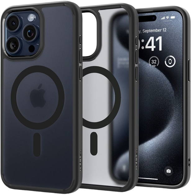 Etui Spigen Ultra Hybrid Mag do Apple iPhone 15 Pro Frost Black (8809896750516) - obraz 1