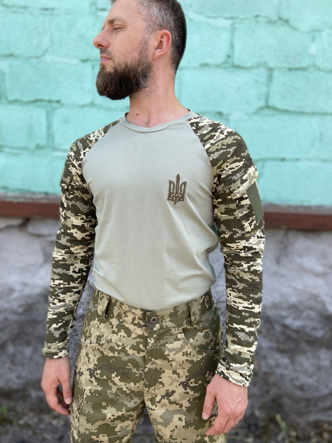 Кофта Військова піксельна футболка з довгим рукавом тактичний рашгард трикотажний хакі Піксель ЗСУ 56 (194311) - зображення 1