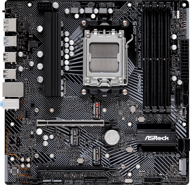 Материнська плата ASRock B650M PG LIGHTNING (sAM5, AMD B650, PCI-Ex16) - зображення 1