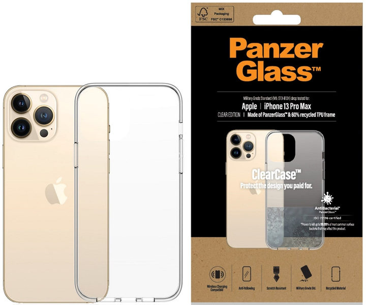 Панель Panzer Glass Clear Case Antibacterial Military grade для Apple iPhone 13 Pro Max Прозорий (5711724003141) - зображення 3