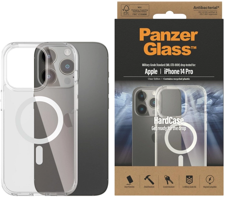 Etui Panzer Glass MagSafe Antibacterial Military grade do Apple iPhone 14 Pro Transparent (5711724004100) - obraz 1