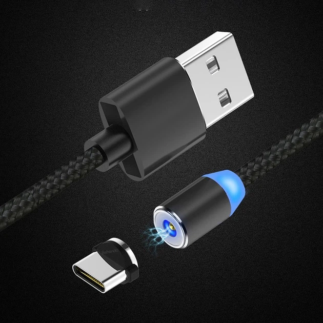 Кабель Магнітний Для Зарядки Телефона Смартфона 3в1 Magnetic MicroUSB+Type-C+Lightning 1м|3A| Чорний - зображення 3