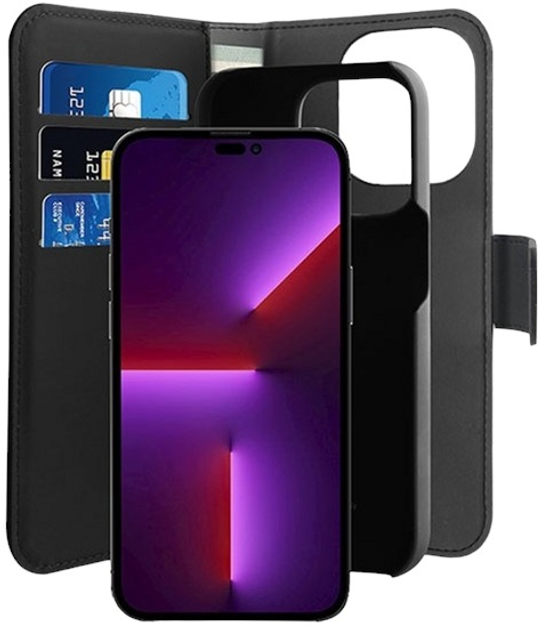 Etui z klapką Puro Wallet Detachable 2w1 do Apple iPhone 14 Plus Black (8033830312243) - obraz 1