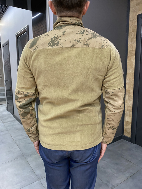 Армійська Кофта флісова WOLFTRAP, тепла, розмір S, колір Койот, Камуфляжні вставки на рукави, плечі, кишені - зображення 2