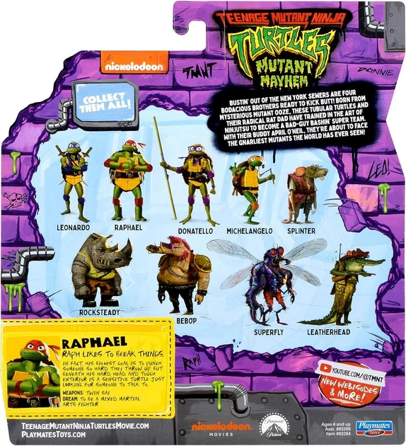 Игровая фигурка TMNT Черепашки-Ниндзя Рафаэль с аксессуарами Mutant Mayhem Raphael 83284 - Фото 7 Игровая фигурка TMNT Черепашки-Ниндзя Рафаэль с аксессуарами Mutant Mayhem Raphael 83284 - изображение 7