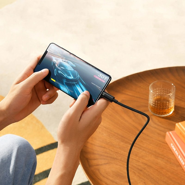 Кабель Baseus USB Type-C до USB Type-C Tungsten Gold Power Delivery 240 Вт 1 м Black (CAWJ040001) - зображення 6