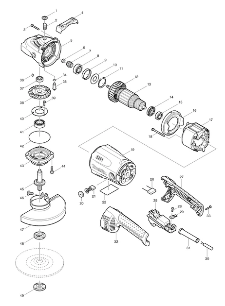 Шлифмашина угловая сетевая Makita GA7020 (180 мм, 2200 Вт, 8500 об/мин) - изображение 5