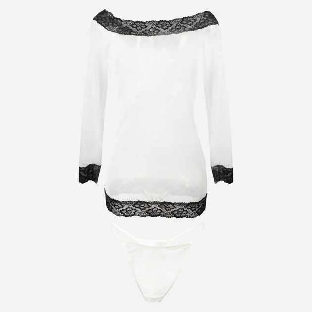 Еротичний комплект (нічна сорочка + трусики-бікіні) жіночий DKaren Ashley XL Екрю (5902686565802) - зображення 1