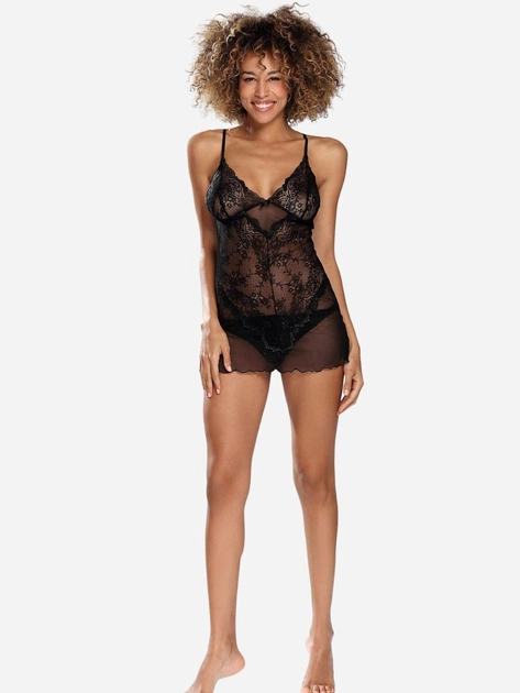 Еротичний комплект (нічна сорочка + трусики-бікіні) жіночий DKaren Stacy XL Чорний (5903251460270) - зображення 2