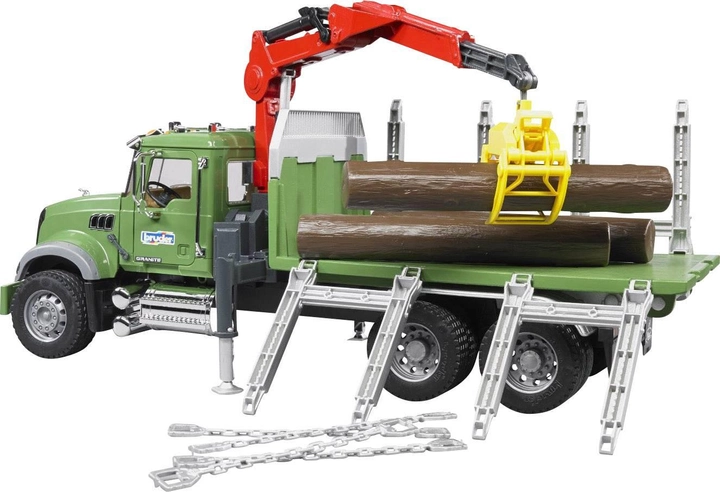 Лісовоз Bruder Mack Granite Timber Truck Loading Crane and 3 Trunks (4001702028244) - зображення 1