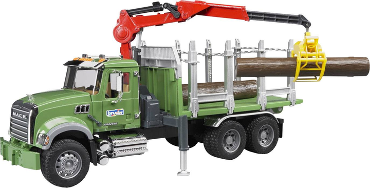 Лісовоз Bruder Mack Granite Timber Truck Loading Crane and 3 Trunks (4001702028244) - зображення 3